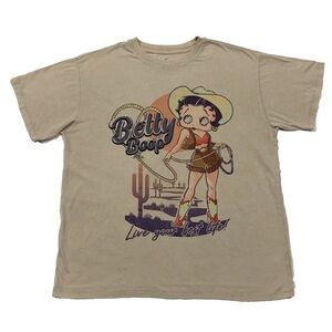 Betty Boop Cowgirl  Women Tee Tshirt Sz XL Lasso Live Your Best Life Fleischer